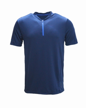 Navy Active Henley T-Shirts Slim Polo T Shirts