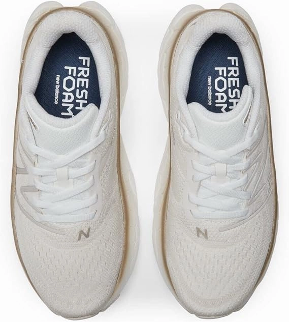 New Balance | Fresh Foam X More v4 | Women's | White Gold/Metallic Moonbeam Front Foot Running Shoes