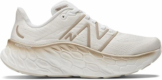 Road Vs Trail Running Shoes New Balance | Fresh Foam X More v4 | Women's | White Gold/Metallic Moonbeam