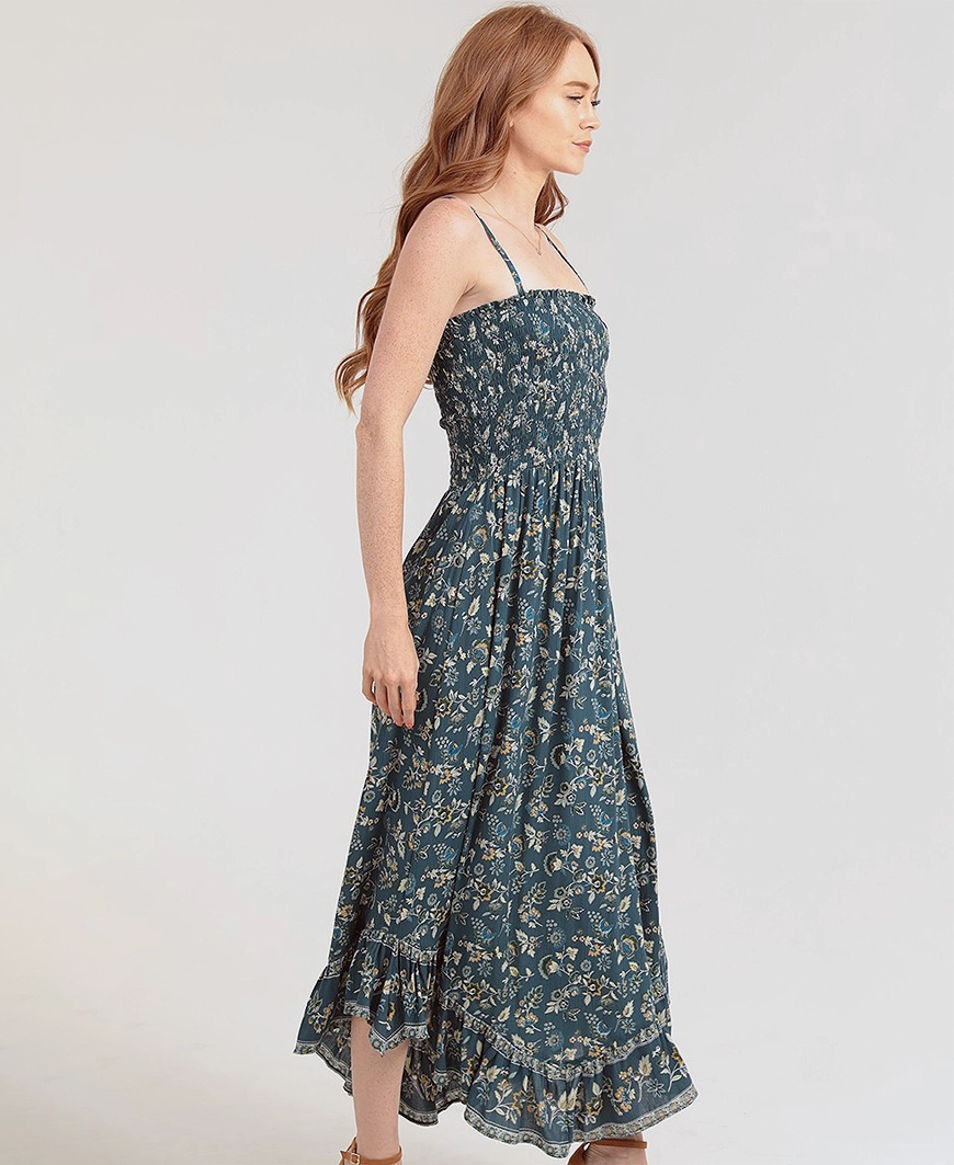 Maxi Dress For Wedding Guest With Short Sleeves Noor Angle Hemmed Dress  Teal