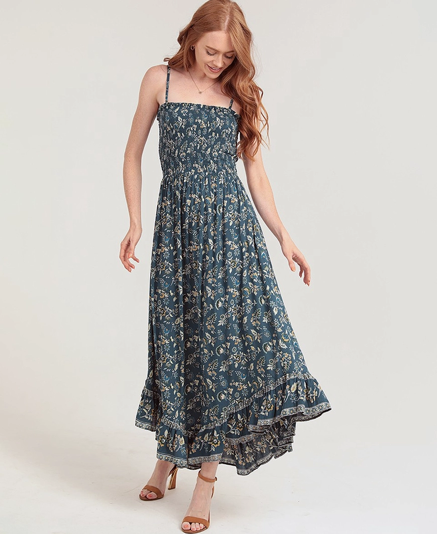 Noor Angle Hemmed Dress  Teal Premium Maxi Dress