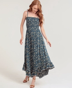 Noor Angle Hemmed Dress  Teal V Neck Maxi Dress Short Sleeve