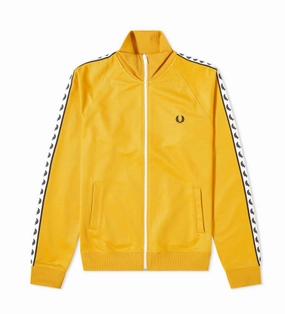 Fred Perry Authentic Taped Track Jacket Gold Logging Sweatshirts