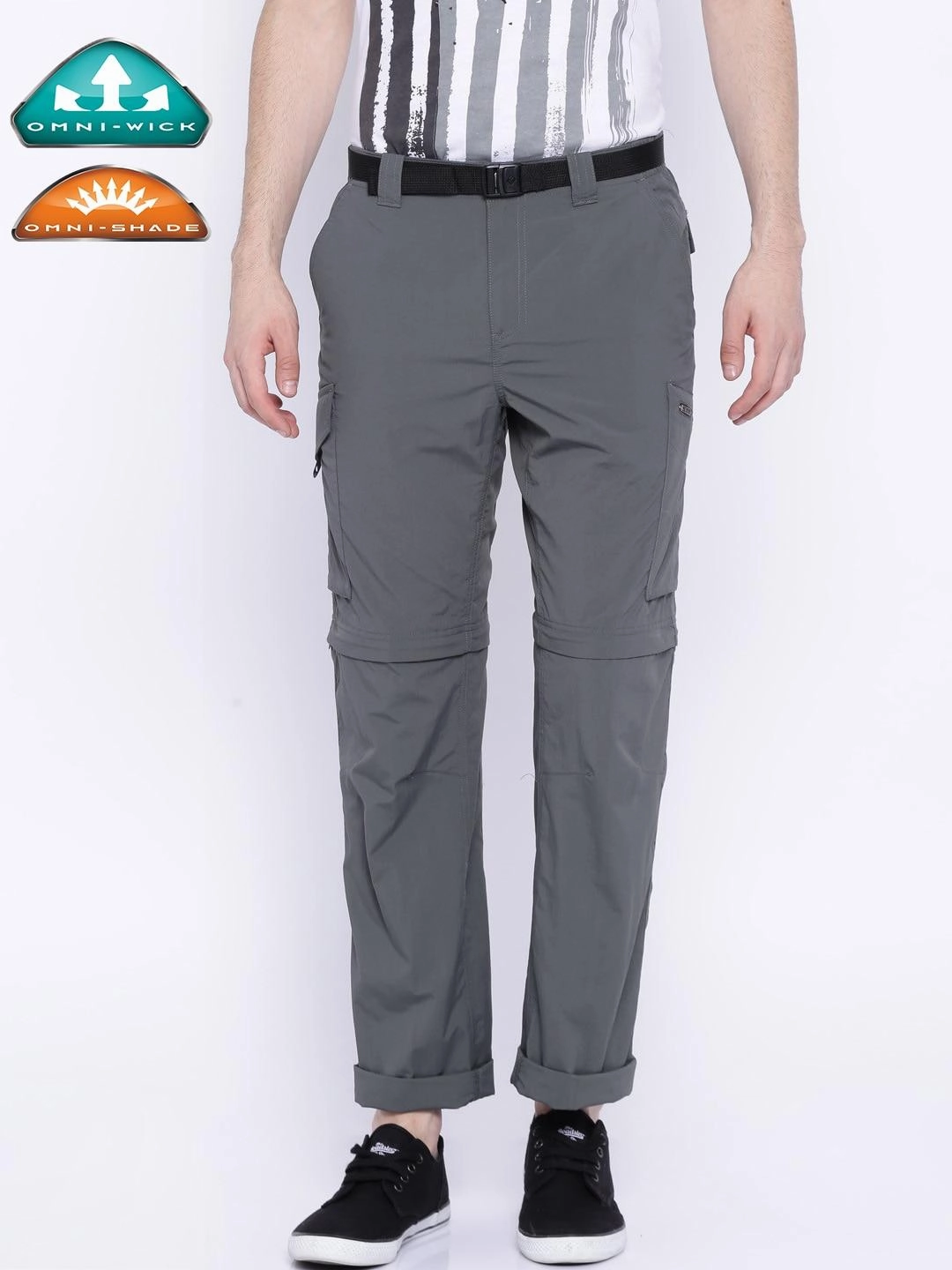 Columbia Men Grey Silver Ridge Convertible Pant (Sun Protection) Korean Baggy Cargo Pants