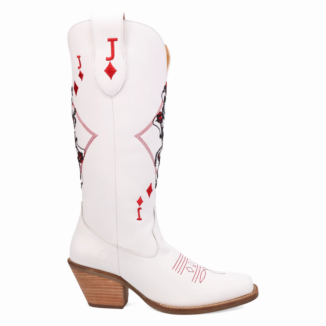 Online Exclusive | Dingo | Jack of Diamonds Leather Boot in White **PREORDER Genuine Leather Boots