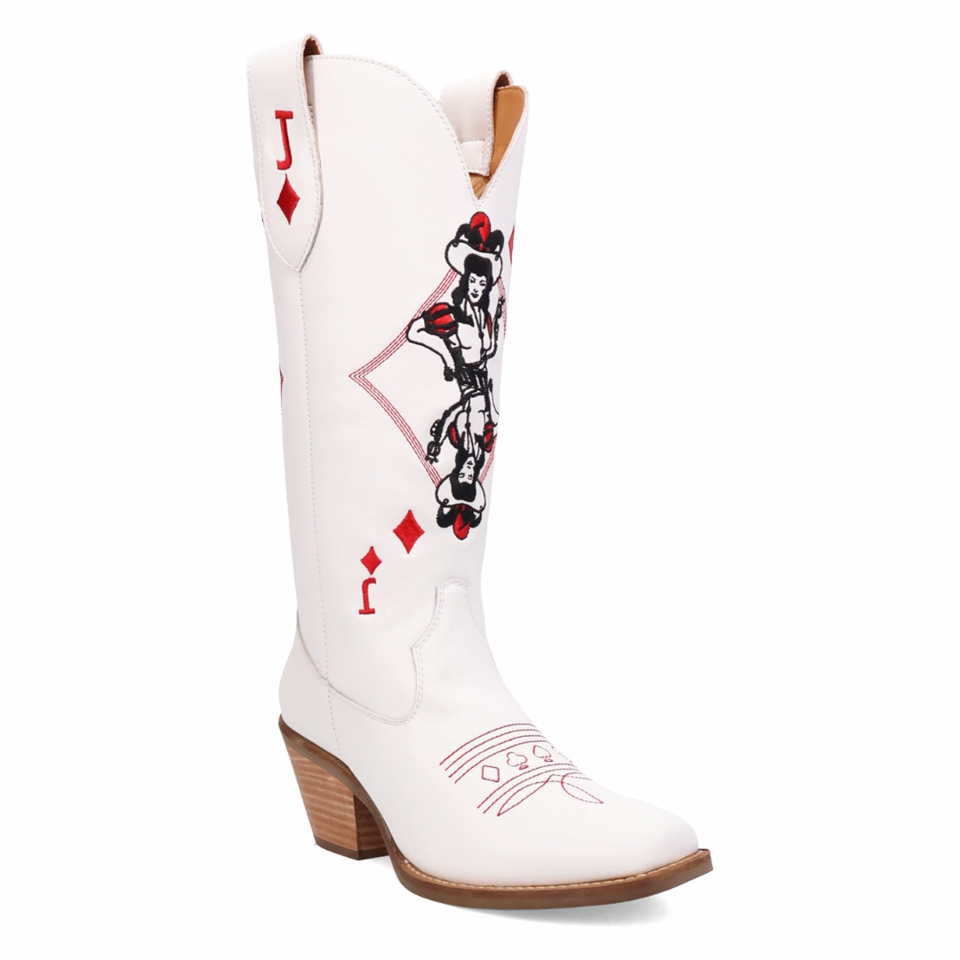 Online Exclusive | Dingo | Jack of Diamonds Leather Boot in White **PREORDER Childs Cowboy Boots