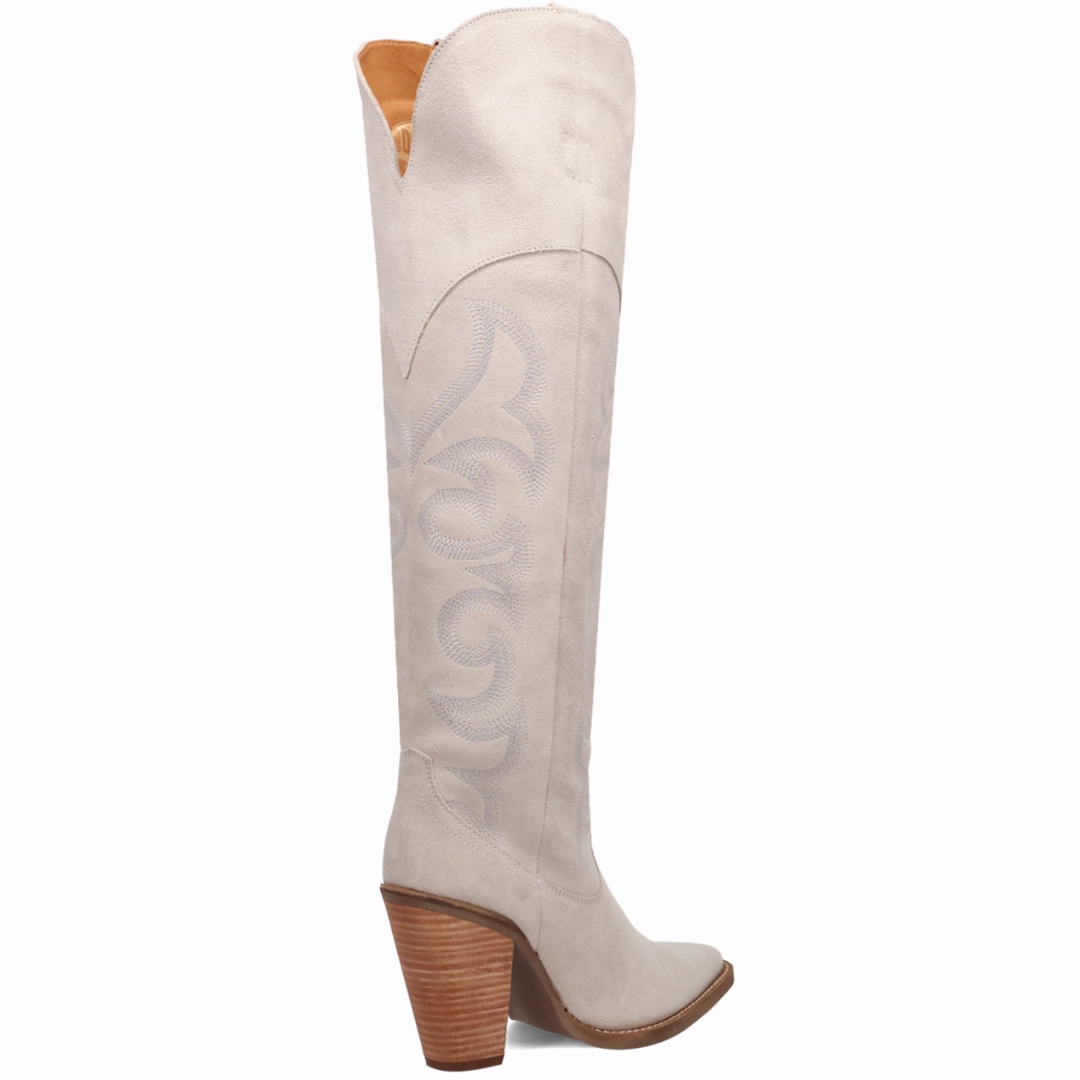 Online Exclusive | Dingo | Primadonna Suede Leather Boot in White **PREORDER Flower Embroidered Cowboy Boots