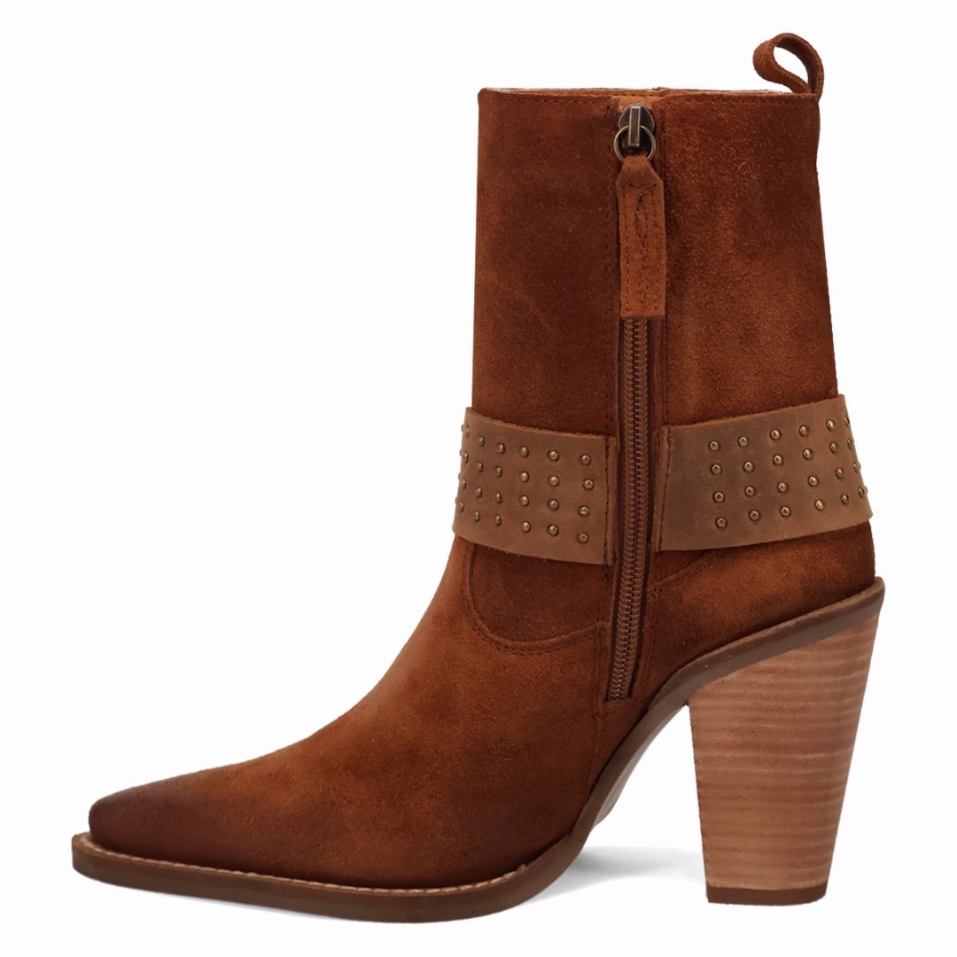 Online Exclusive | Dingo | Songbird Suede Bootie in Brown** PREORDER Stingray Boots Square Toe
