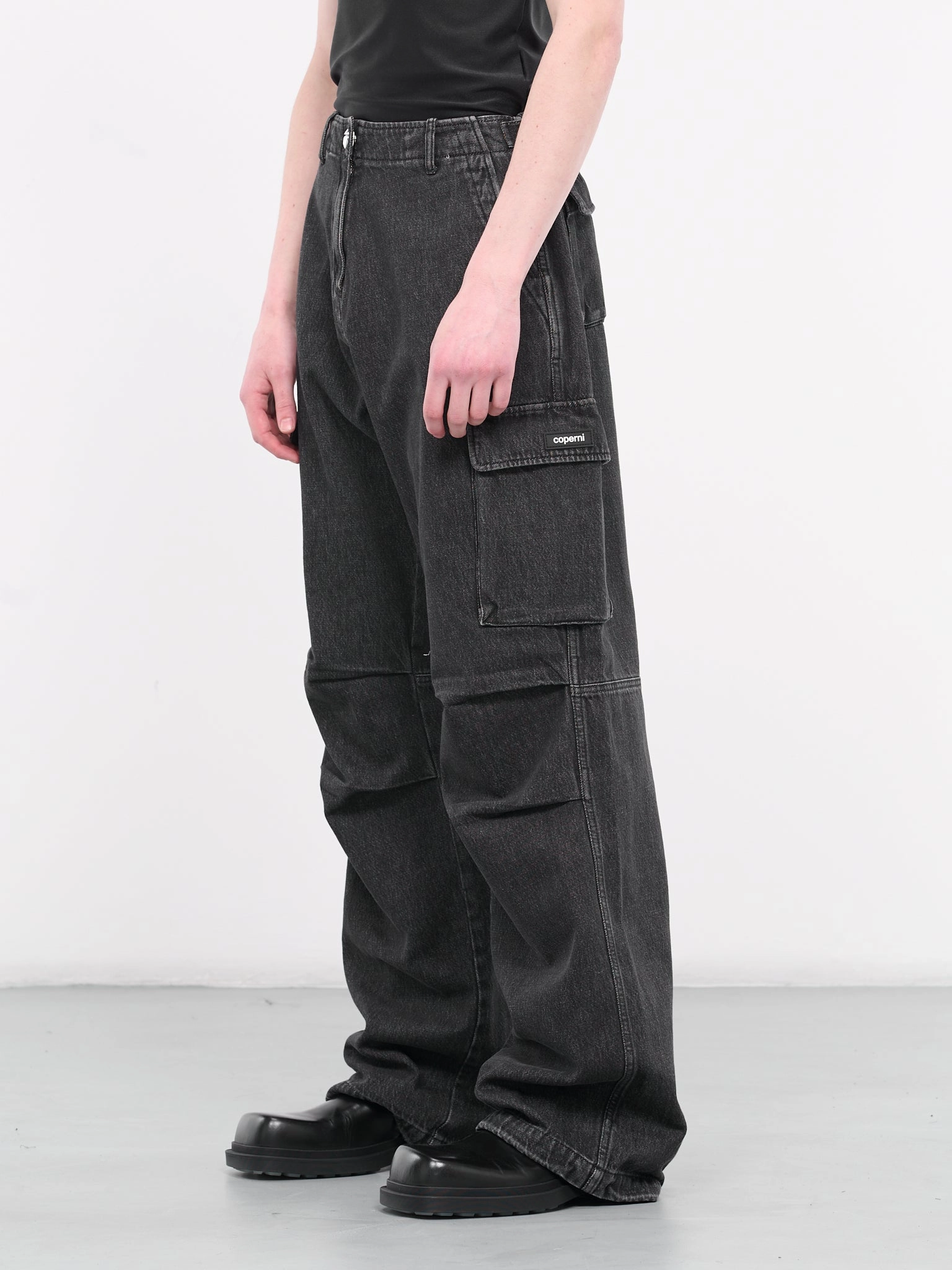 Denim Cargo Jeans (COPP40852MEN-WASHED-BLACK) Sleek Cargo Pants