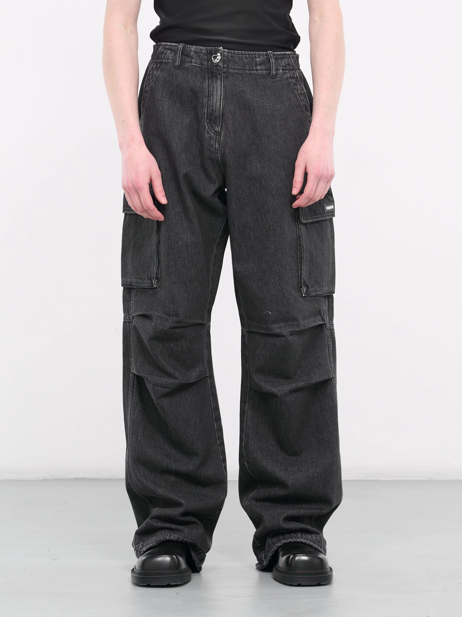 Denim Cargo Jeans (COPP40852MEN-WASHED-BLACK) Acegents Cargo Pants