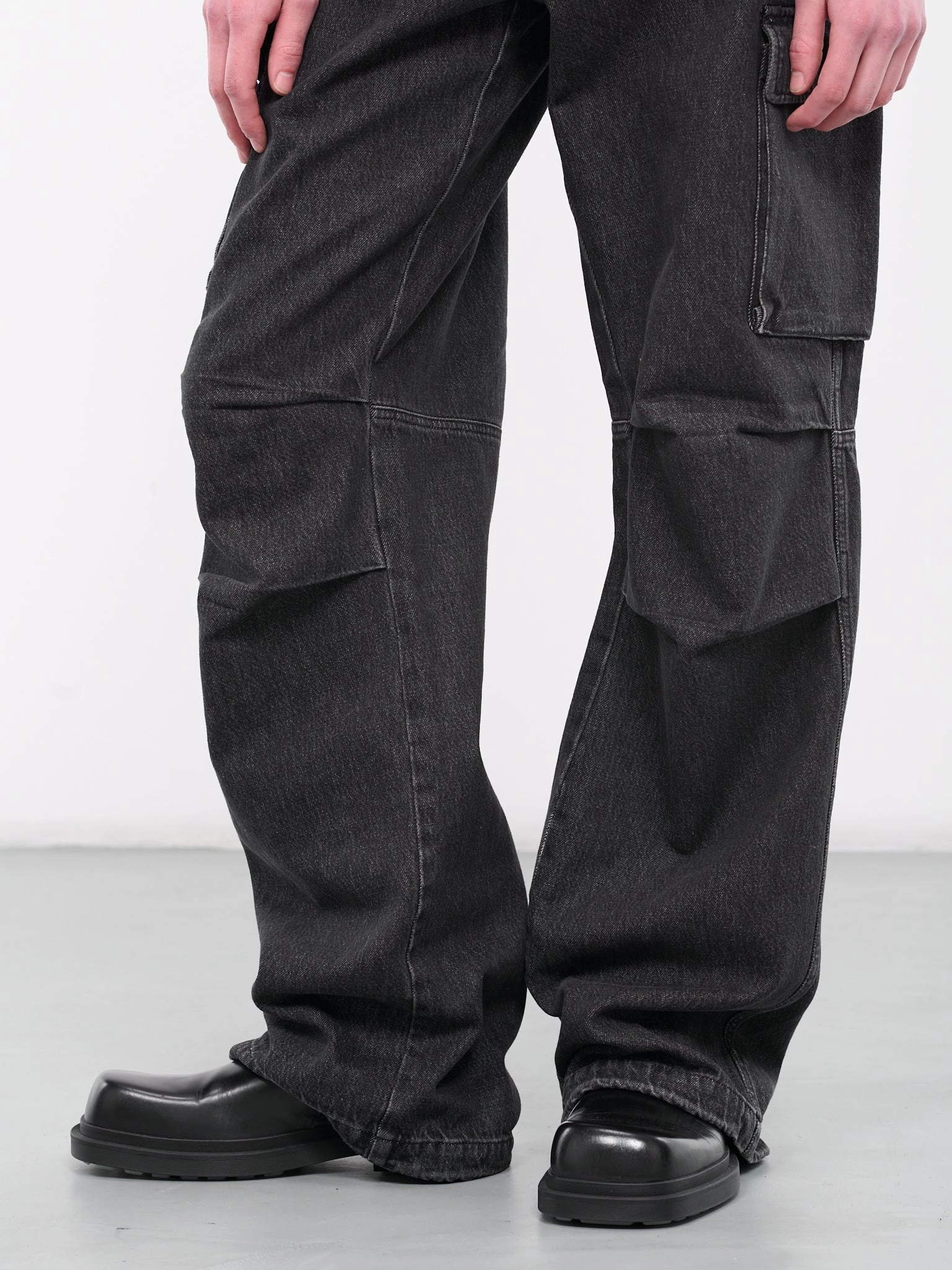 Iets Frans Cargo Pants Denim Cargo Jeans (COPP40852MEN-WASHED-BLACK)