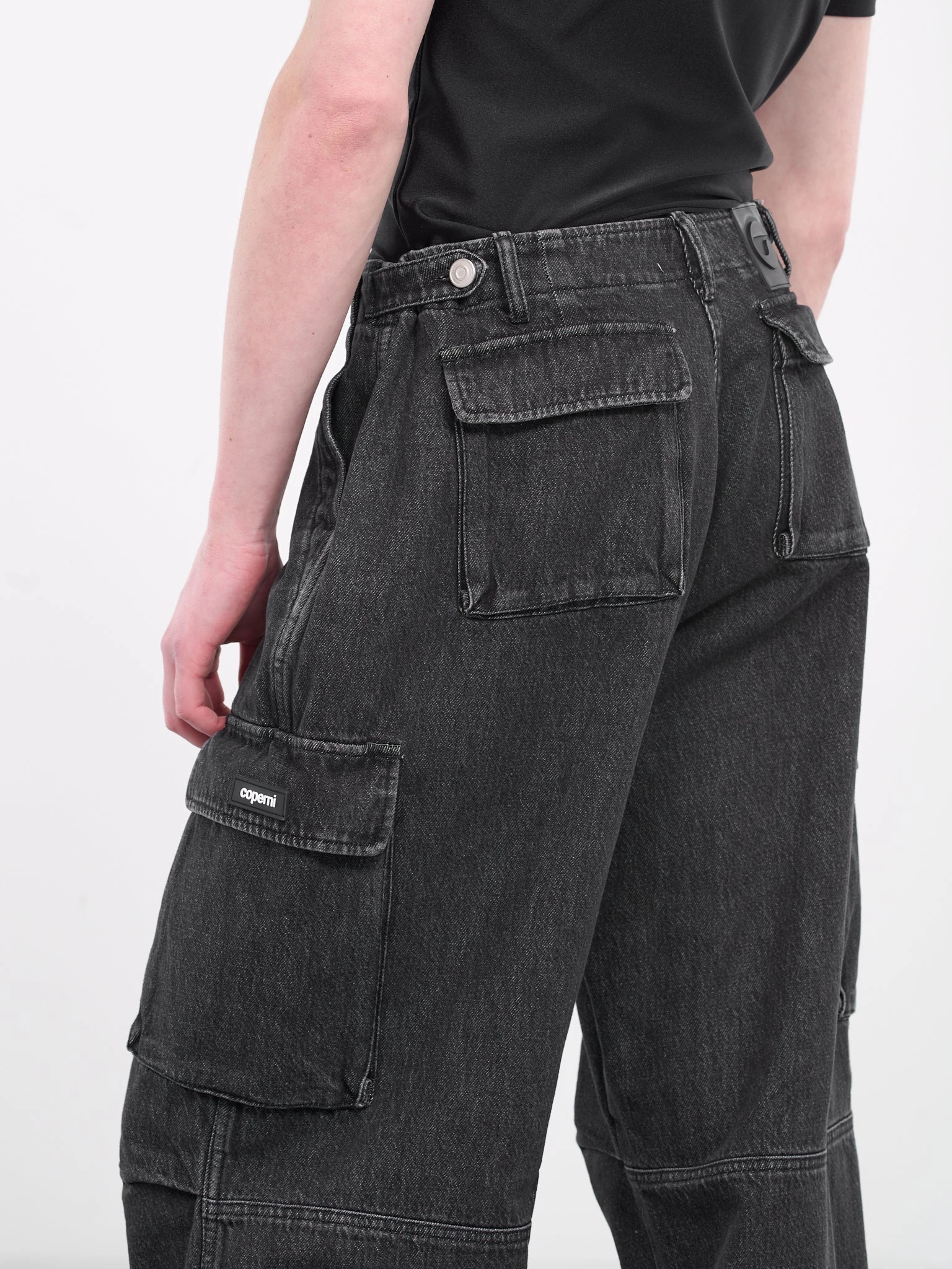 Denim Cargo Jeans (COPP40852MEN-WASHED-BLACK) Big And Tall Baggy Cargo Pants
