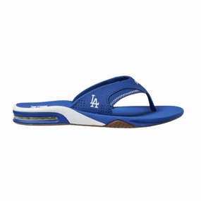 Leather Wedge Flip Flops Reef Fanning X MLB Dodgers Flip Flop Sandal  Bottle Opener & Superior Arch Support, Blue