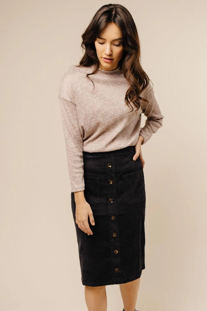 Pencil Me In Button Down Skirt in Black-FINAL SALE 