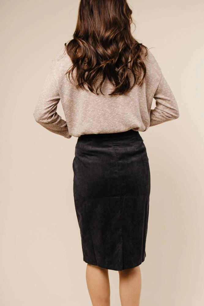 Pencil Me In Button Down Skirt in Black-FINAL SALE