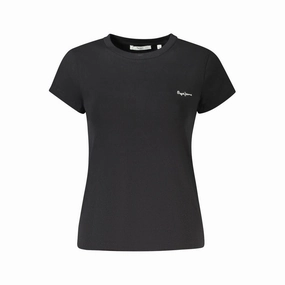 Pepe Jeans Black Cotton Women T-Shirt Journey T Shirts