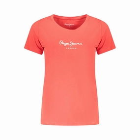 Yoga T Shirts Pepe Jeans Red Cotton Women T-Shirt
