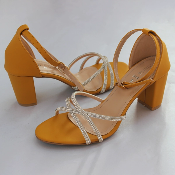 Strappy Sandals Yellow Block Heel Sandal for women