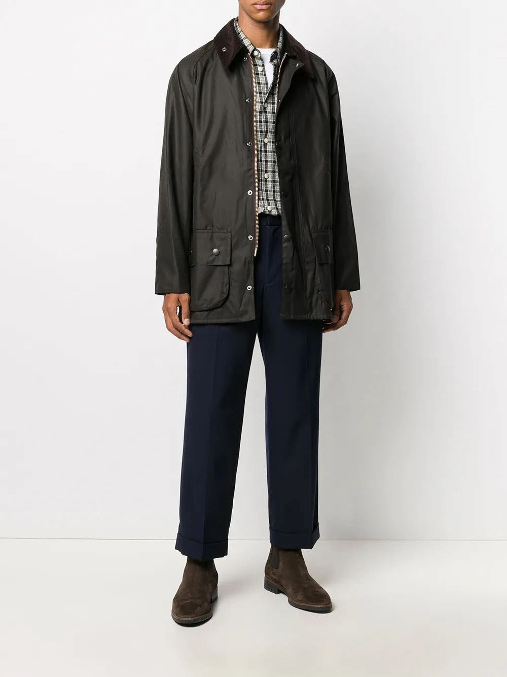 BARBOUR - Men Classic Beaufort Wax Jacket Full Length Wool Coats