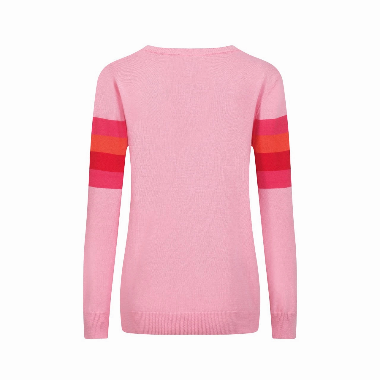 Boyne Valley Knitwear Women's pink striped retro jacquard knitwear