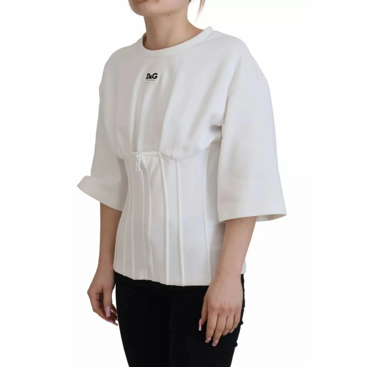 Wholesale T Shirts Dolce & Gabbana White Cotton Corset Stretch Top  T-shirt