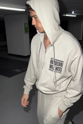 "HARDCORE WELLNESS" ZIP-UP Mom Hockey Sweatshirts