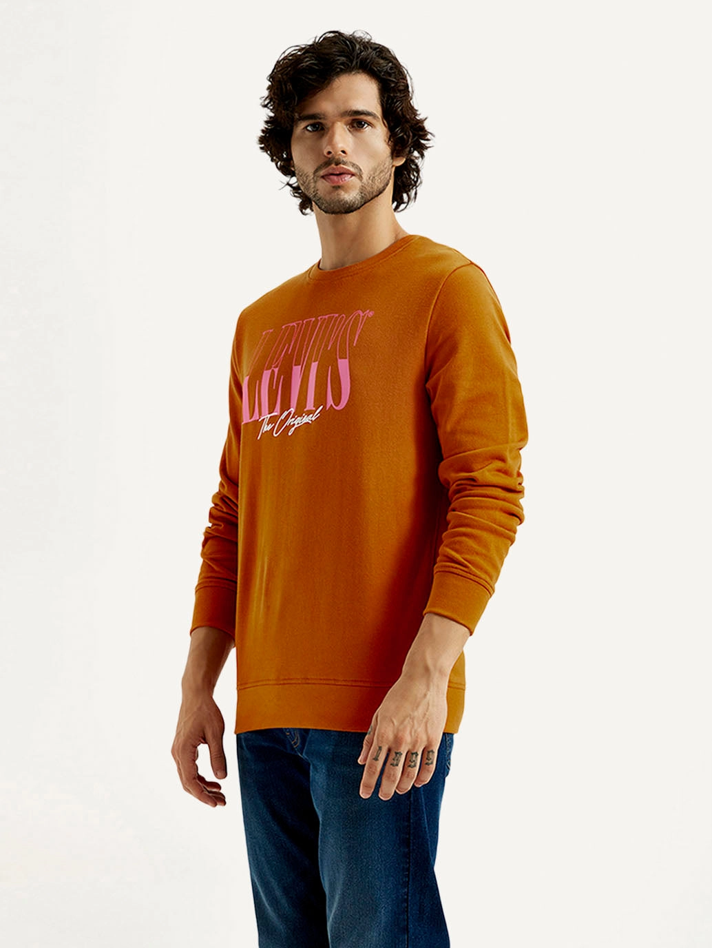 Custom Embroidery On Sweatshirts Men's Printed Round Neck Sweatshirt