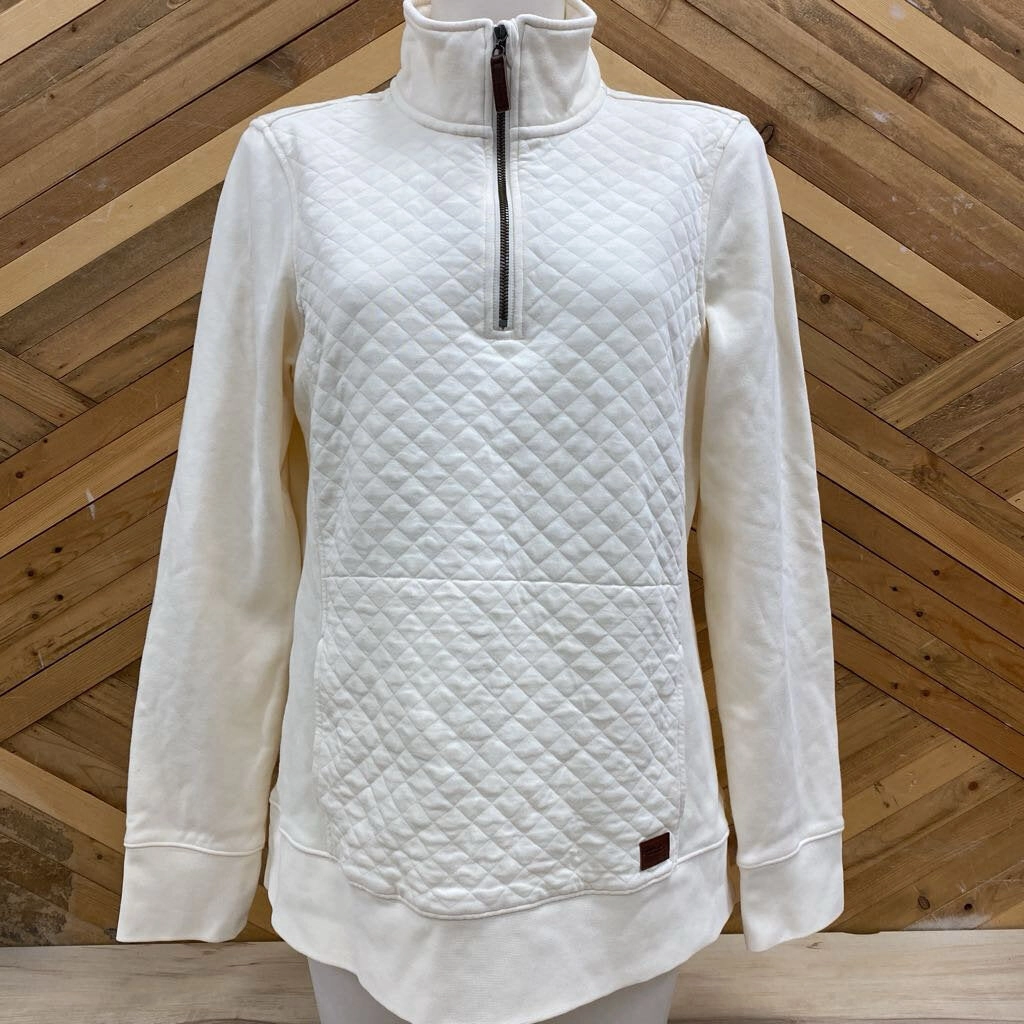 L.L. Bean - Women's Quilted 1/4 Zip Pullover - MSRP $129: Cream/White-women-MD Canvas Sweatshirts
