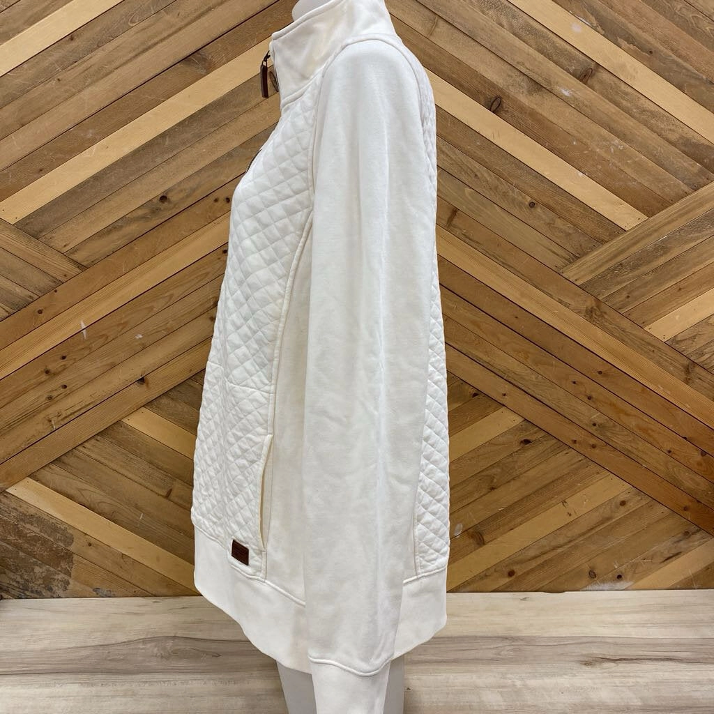 L.L. Bean - Women's Quilted 1/4 Zip Pullover - MSRP $129: Cream/White-women-MD Hobby Lobby Hooded Sweatshirts