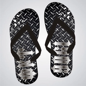 Phi Kappa Tau Diamond Plate Flip-Flops - SBL100 - SUB Flip Flops Vs Barefoot
