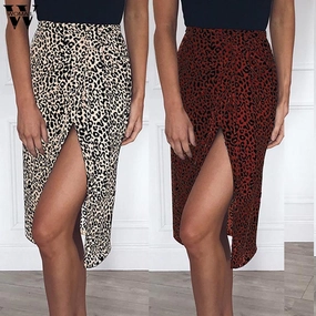 Back Skirt Womail Women Skirt High Waist Split Midi Skirts Leopard Dot Print Casual Summer Skirt Sexy High Fashion Boho Skirt 2019 M523
