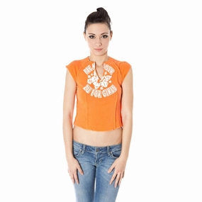 Bulk Cheap T Shirts Zuelements Orange Cotton Women T-Shirt