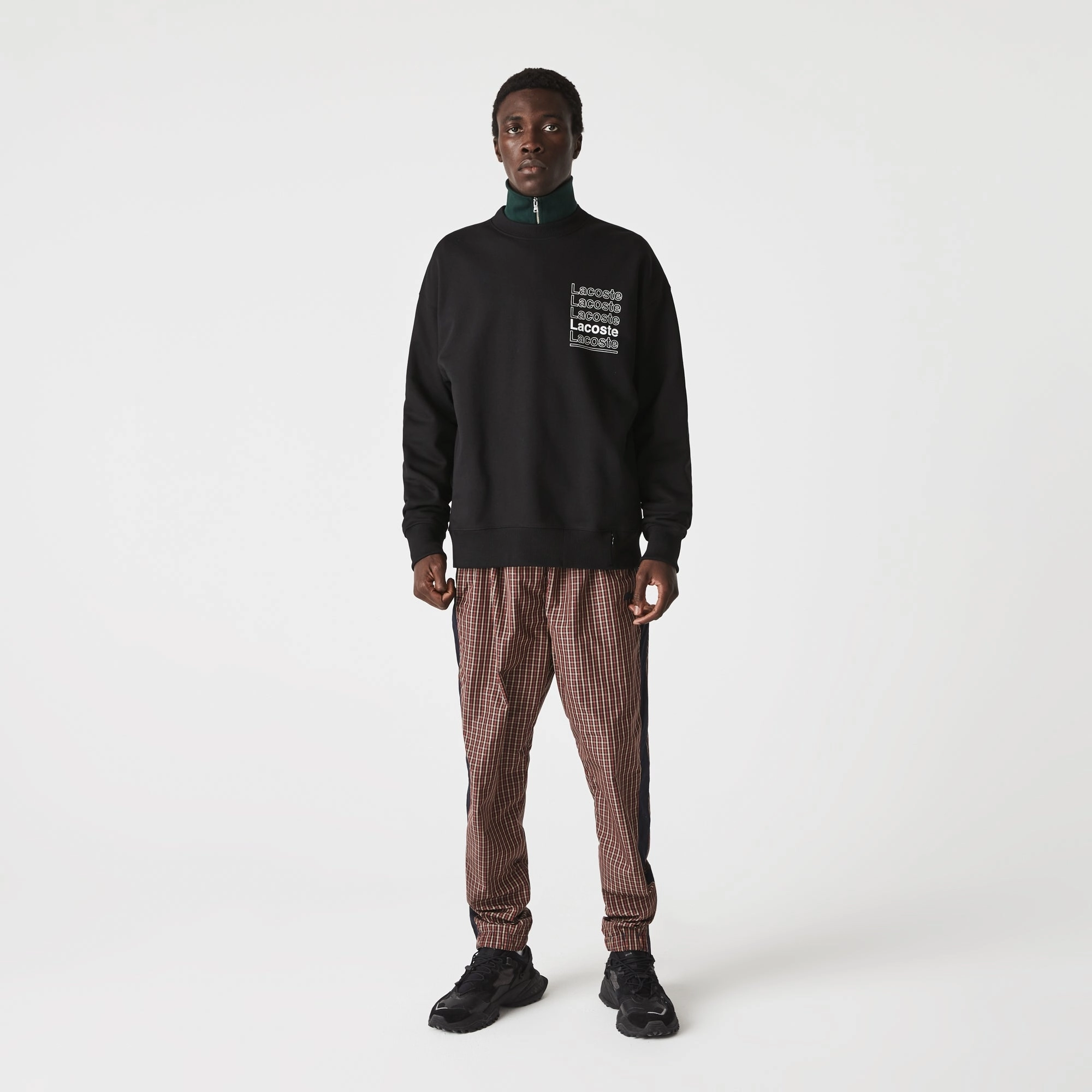 Lacoste Men's L!VE Loose Fit Crew Neck Print Fleece Sweatshirt Create Your Own Sweatshirts