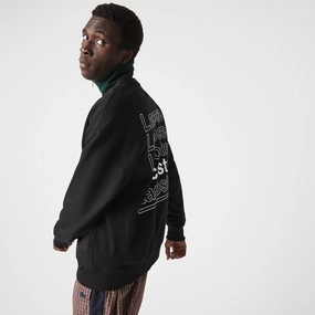 Lacoste Men's L!VE Loose Fit Crew Neck Print Fleece Sweatshirt Cherokee Sweatshirts