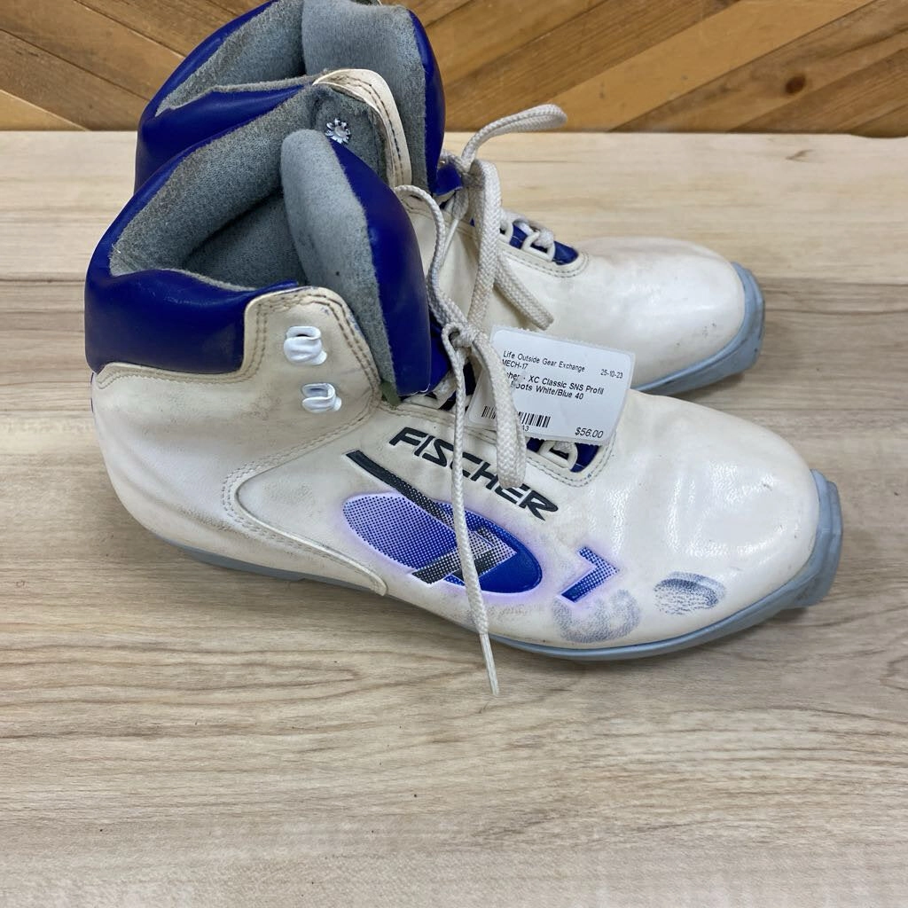 Fisher - XC Classic SNS Profil SKi Boots: White/Blue-unisex-40 Vans Standard Snow Mte Boot