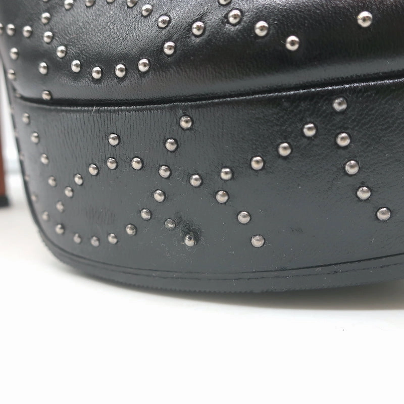 Rain Boots Tall Alaia Studded Leather Platform Boots Black Size 39