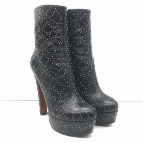 Gold Cowboy Boots Alaia Studded Leather Platform Boots Black Size 39