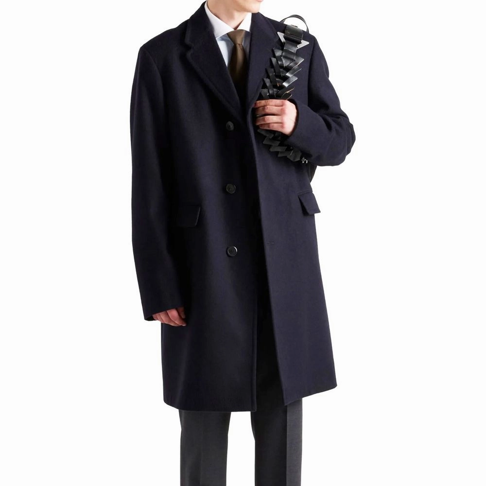 Prada Blue Wool Coat Winter Hooded Coats