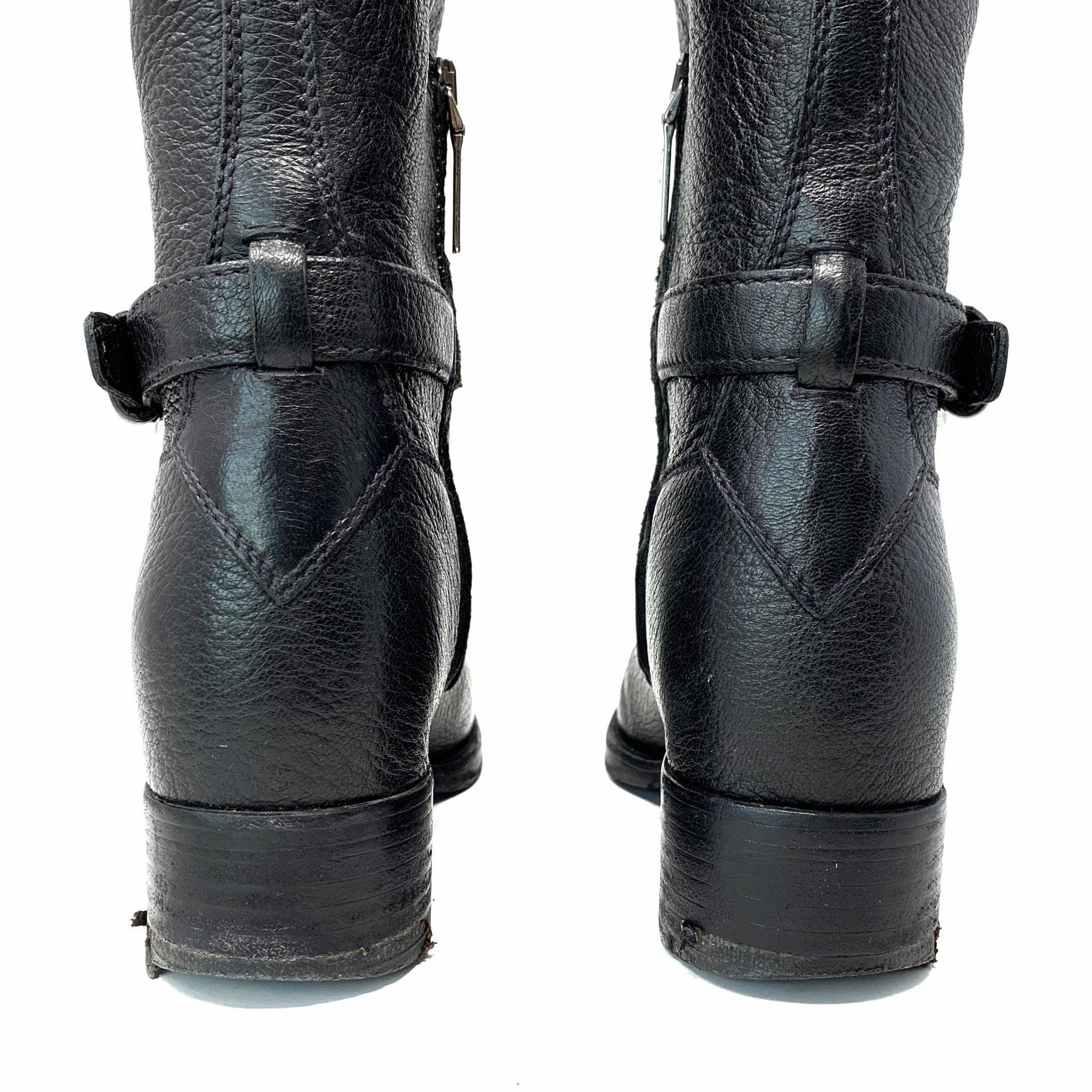 Prada Logo Black Riding Boots 36 Kal Kal Boots