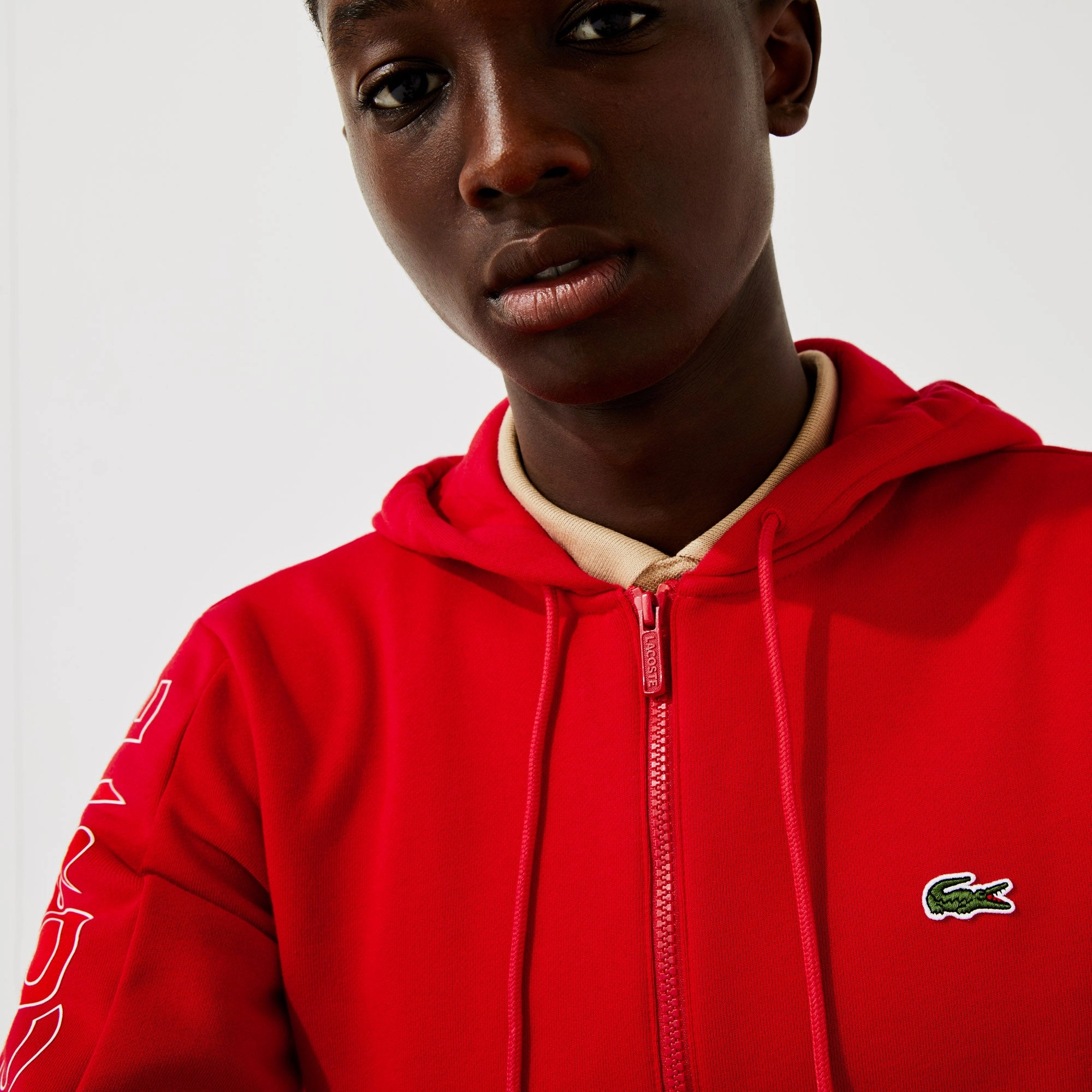 Lacoste Men's Hooded Colorblock Fleece Zip Sweatshirt Cowl Neck Sweatshirts