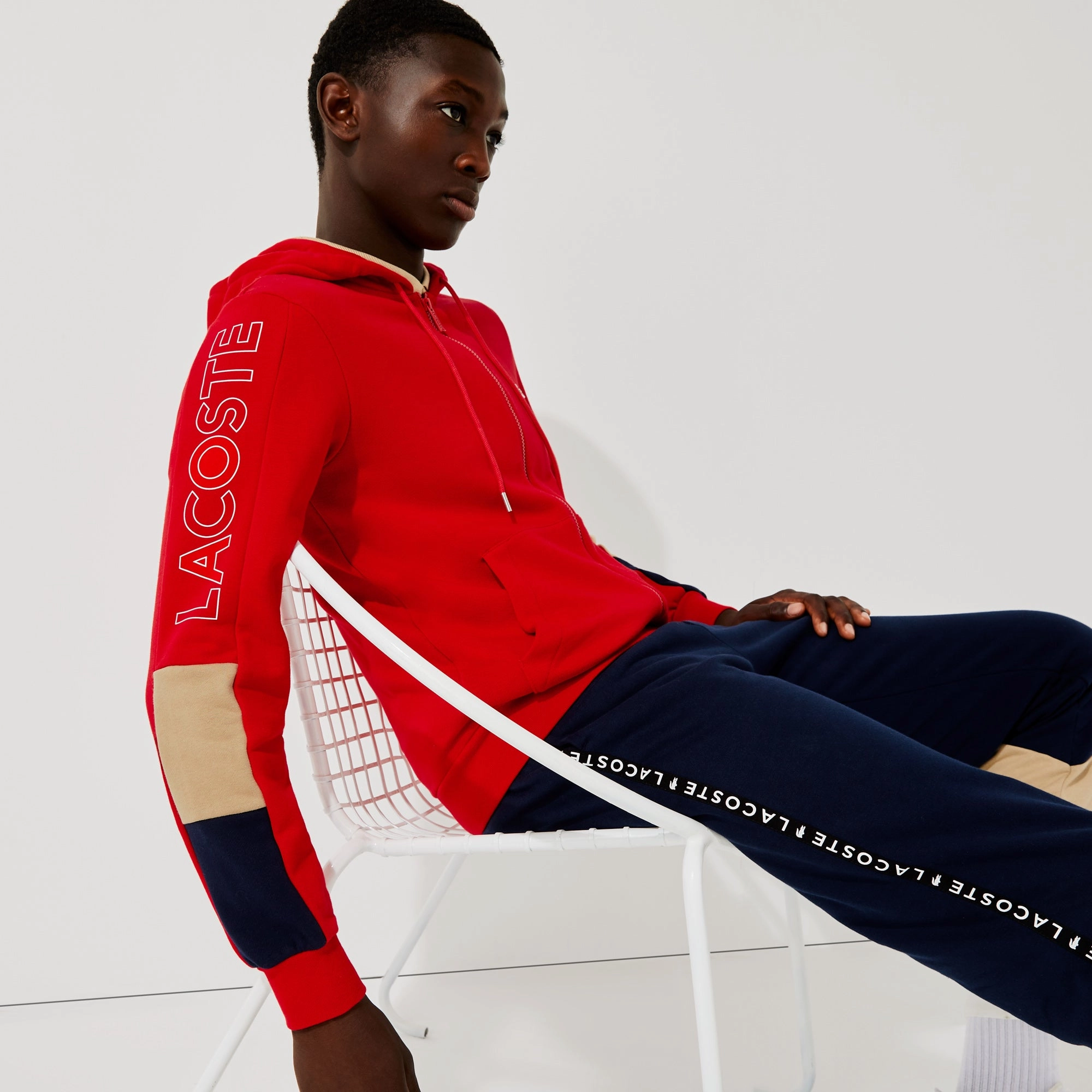 Lacoste Men's Hooded Colorblock Fleece Zip Sweatshirt Tito's Sweatshirts