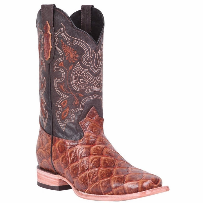 Insulated Work Boots For Winter Botas de Pescado Pirarucu Grabado en Horma Rodeo Cuadrada