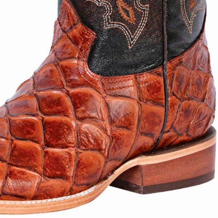 Boots Etc Georgia Botas de Pescado Pirarucu Grabado en Horma Rodeo Cuadrada