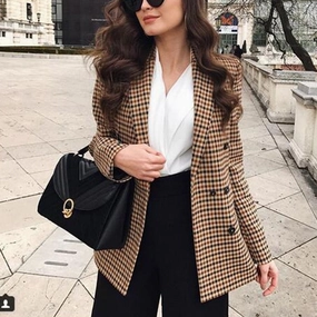 Fashion Autumn Women Plaid Blazers and Jackets Formal Evening Wraps And Jackets