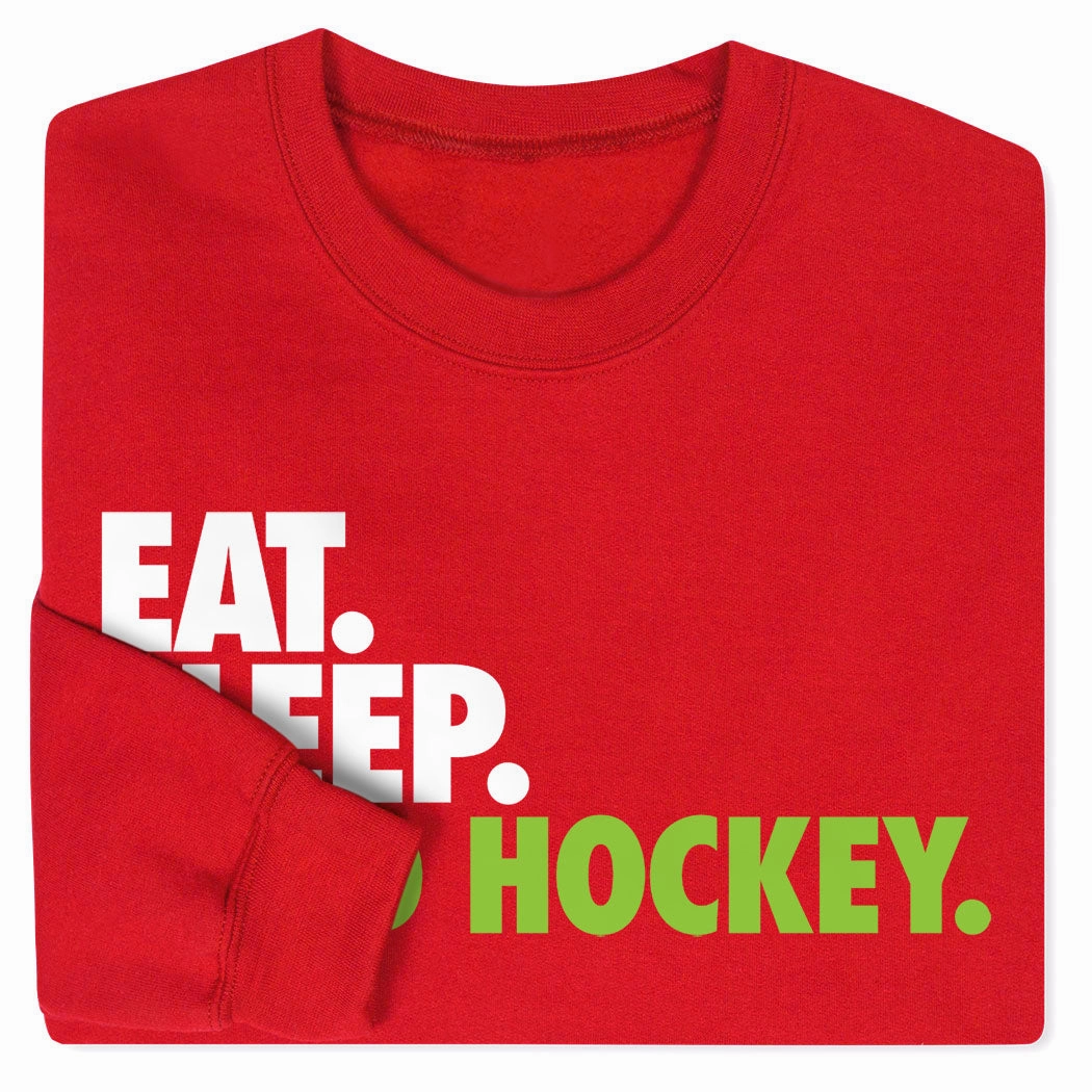 Embroidery On Sweatshirts Field Hockey Crewneck Sweatshirt - Eat Sleep Field Hockey