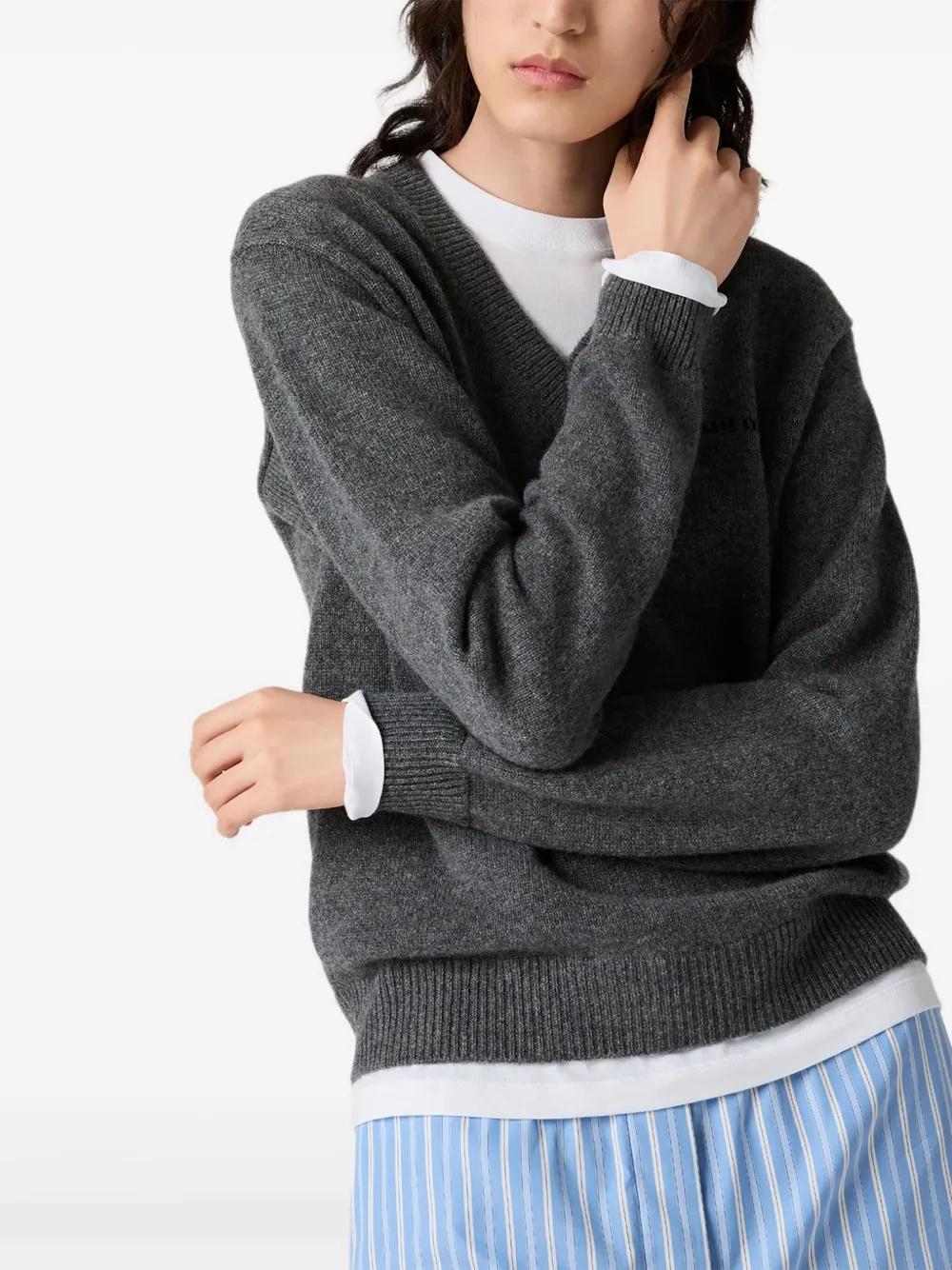 MIU MIU - Women Cashmere V-Neck Sweater Curve Knitwear