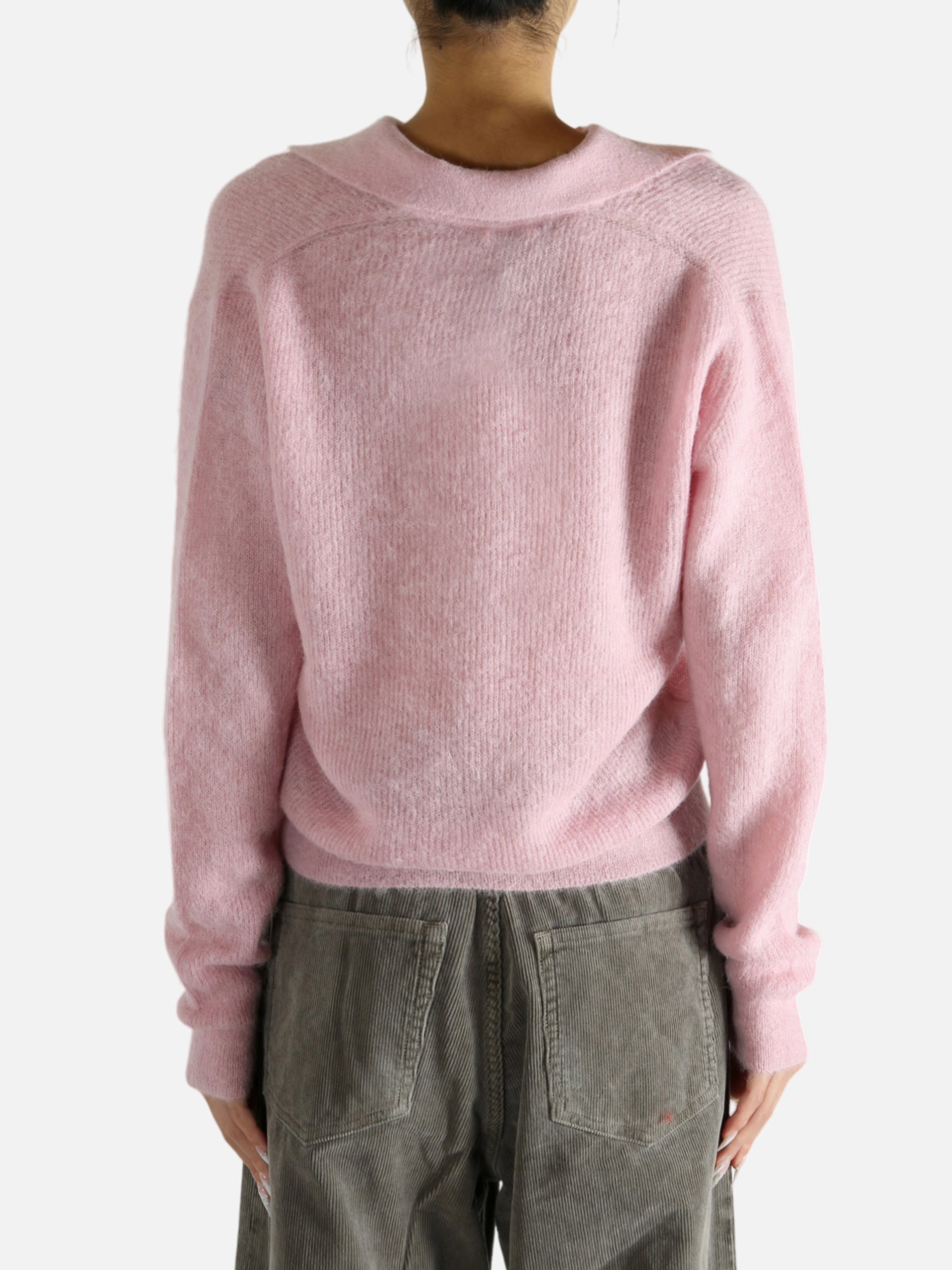 AURALEE - Women Baby Suri Alpaca Sheer Knit Skipper Polo Foret Knitwear