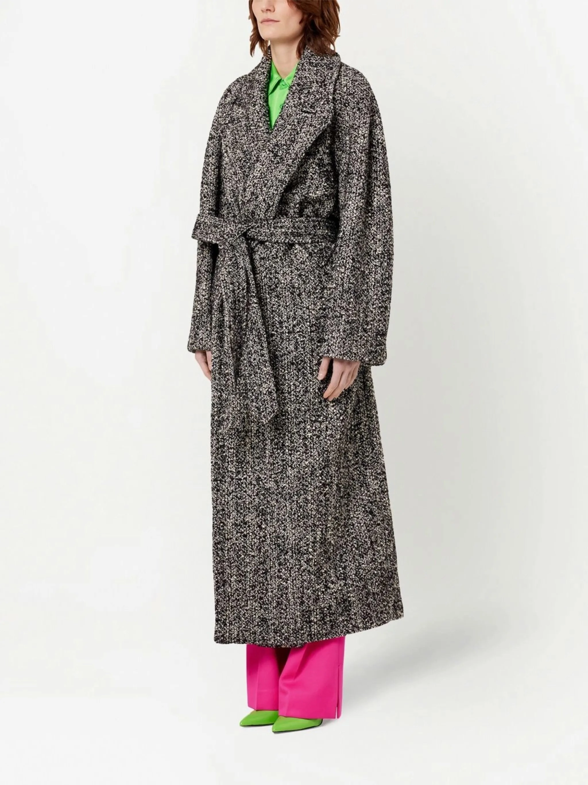 All Weather Coats Plus Size belted marl-knit coat