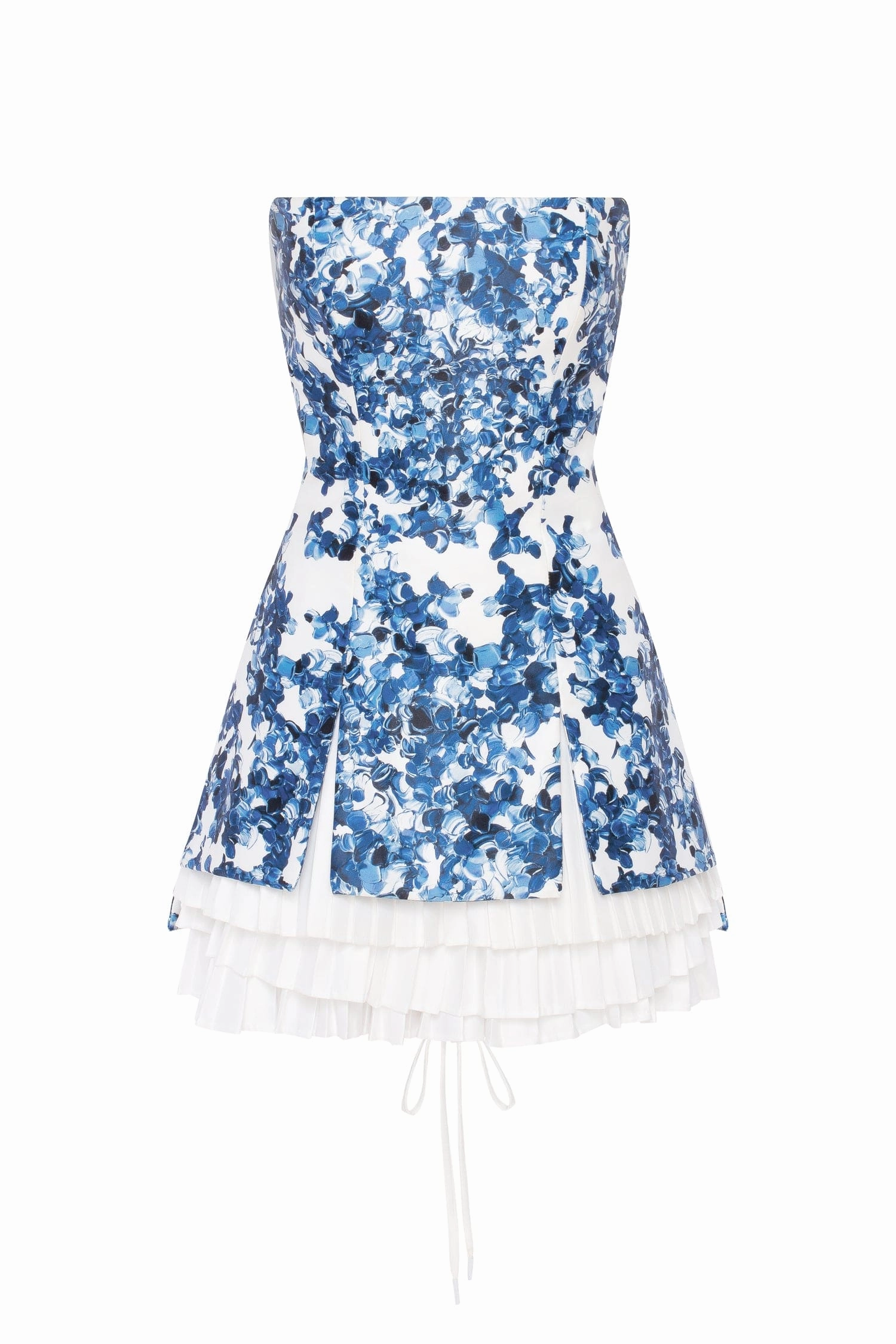 Colored Dress Strapless blue hydrangea mini dress with accent lacing