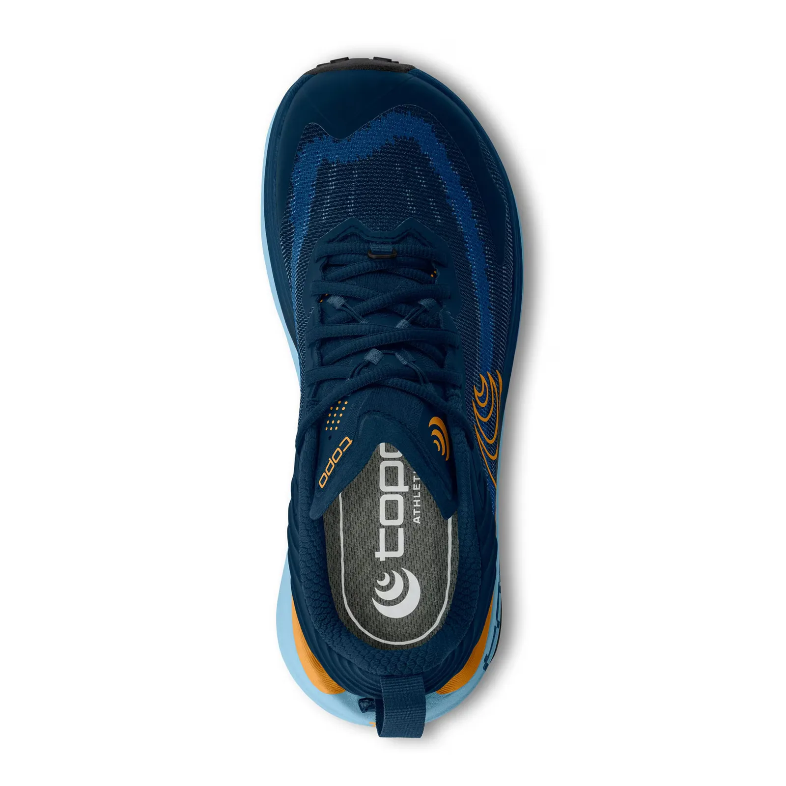 Topo Vista Running Shoe (Men) - Navy/Orange Comfort Running Shoes